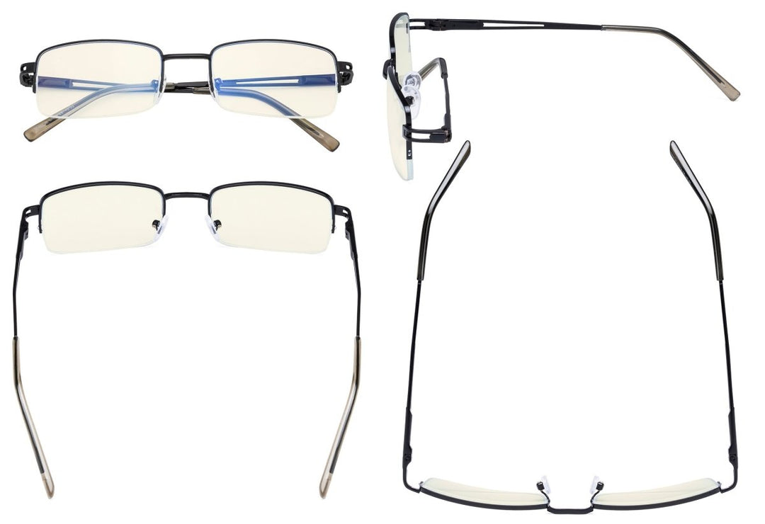 Paquete de 3 gafas de lectura con filtro de luz azul de media montura 