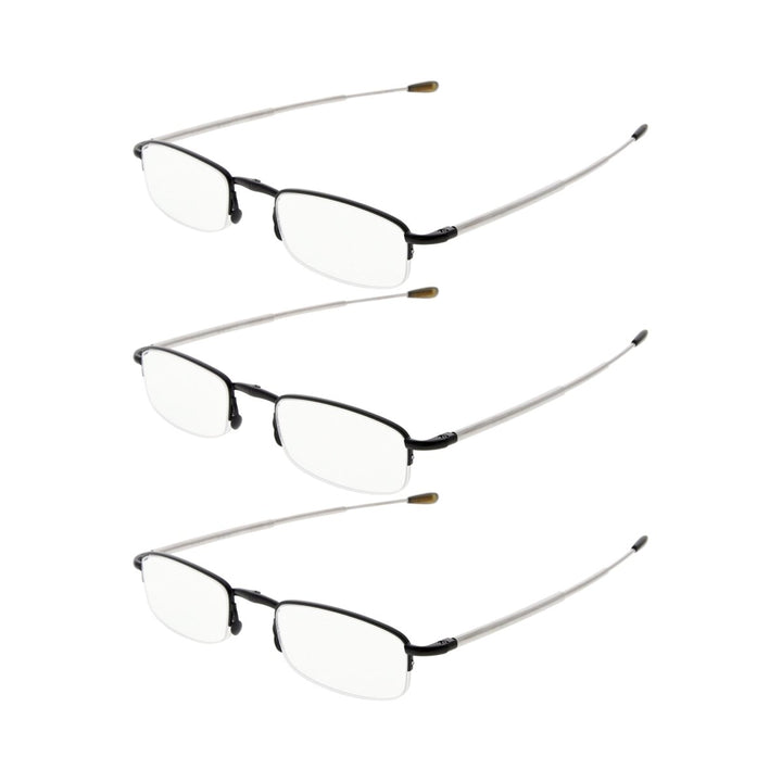 3 Pack Half-Rim Folding Telescopic Arms Reading Glasses