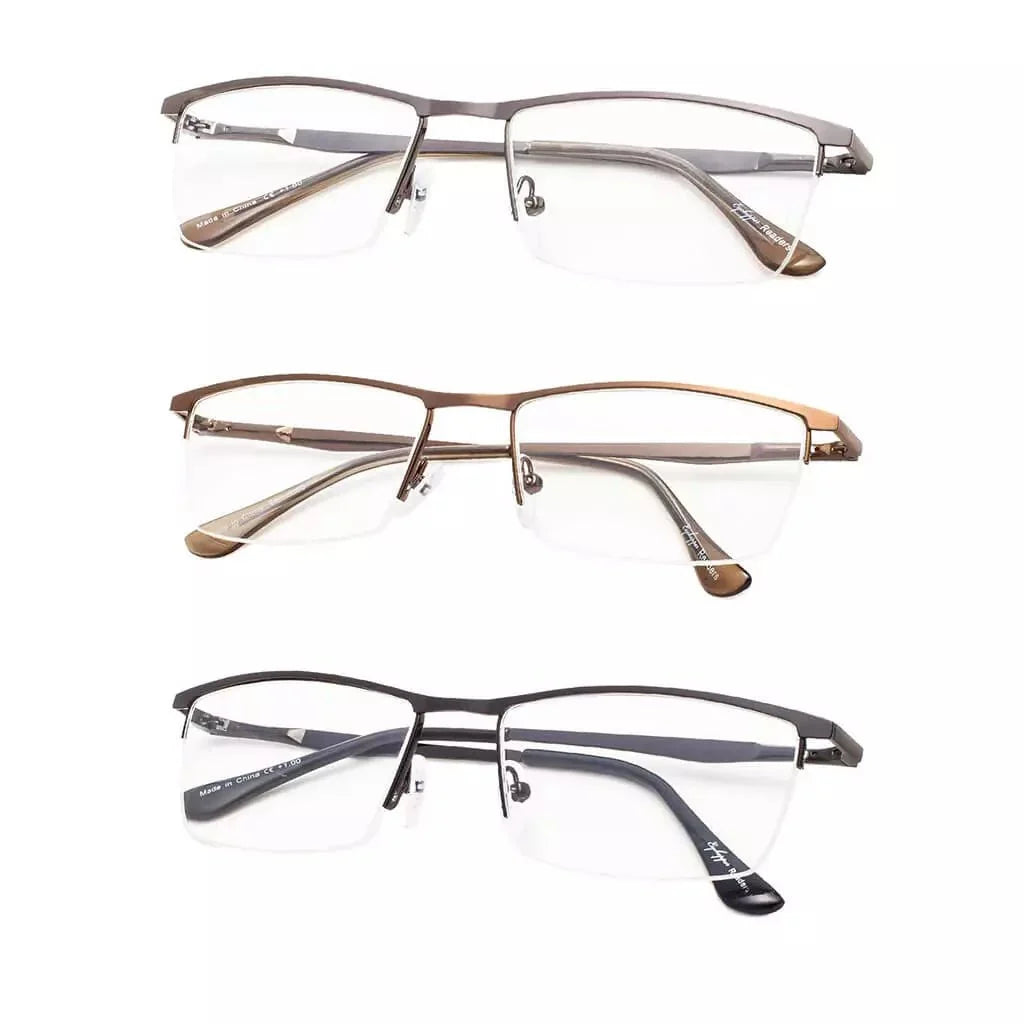 3 Pack Half-rim Metal Frame Reading Glasses R1614
