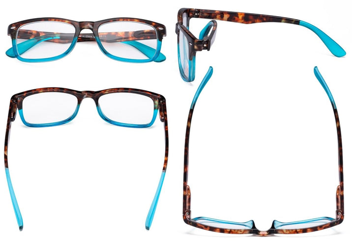 3 Pack Stylish Rectangle Comfort Reading Glasses R075D