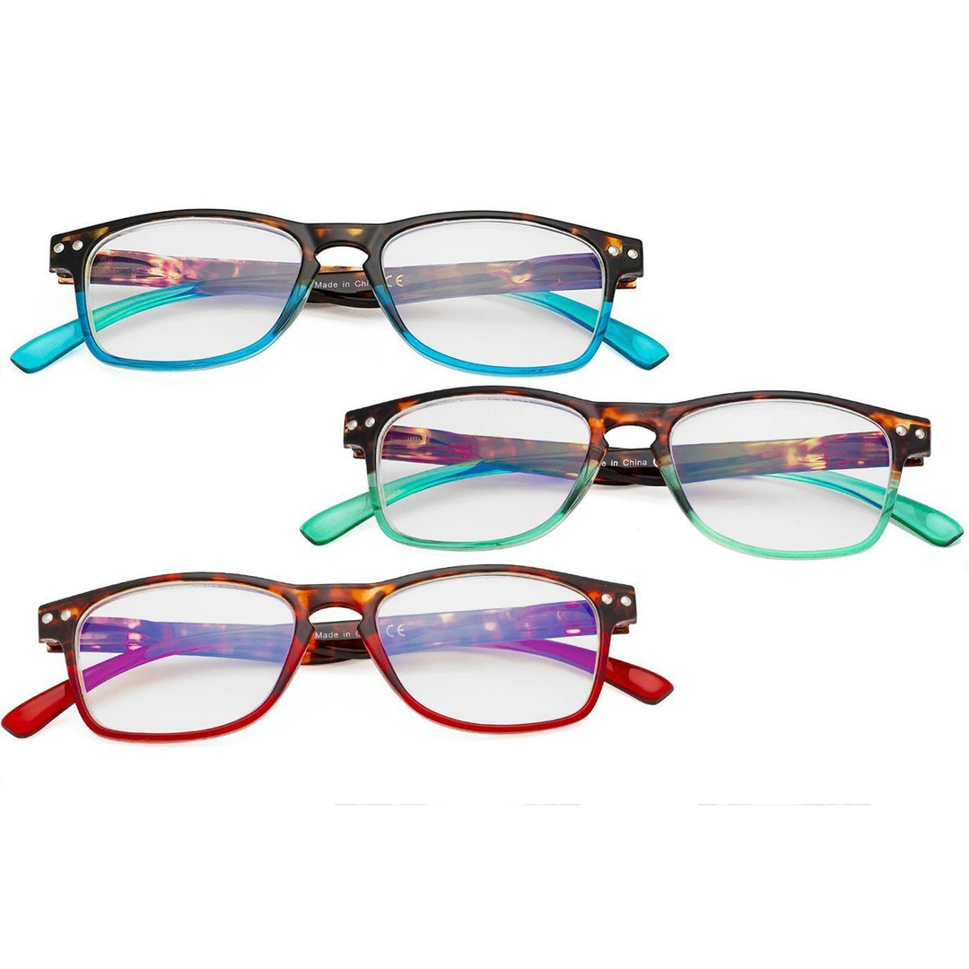 3 Pack Stylish Reading Glasses with Tortoise Arm R046D