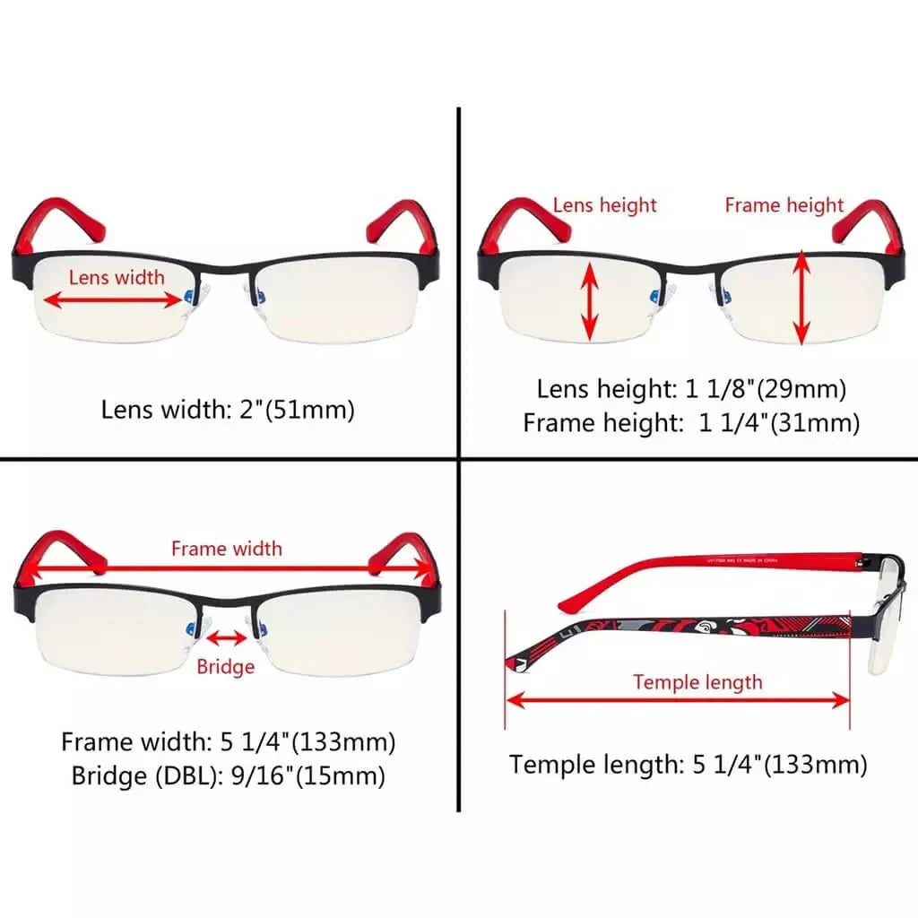 3 Pack Metal Blue Light Filter Eyeglasses UV17005