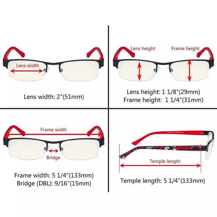 3 Pack Metal Blue Light Filter Eyeglasses UV17005