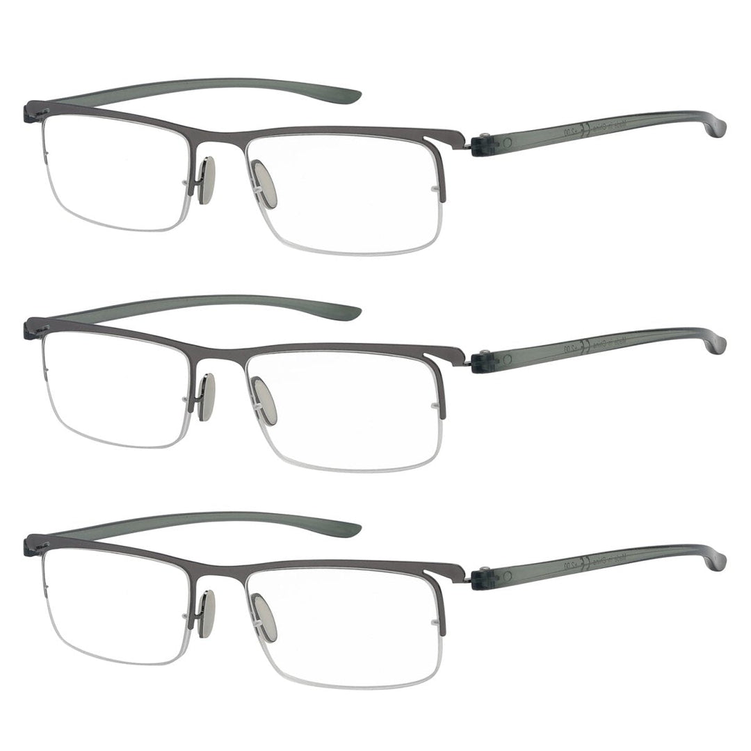 3 Pack Metal Half Rim Reading Glasses R15615