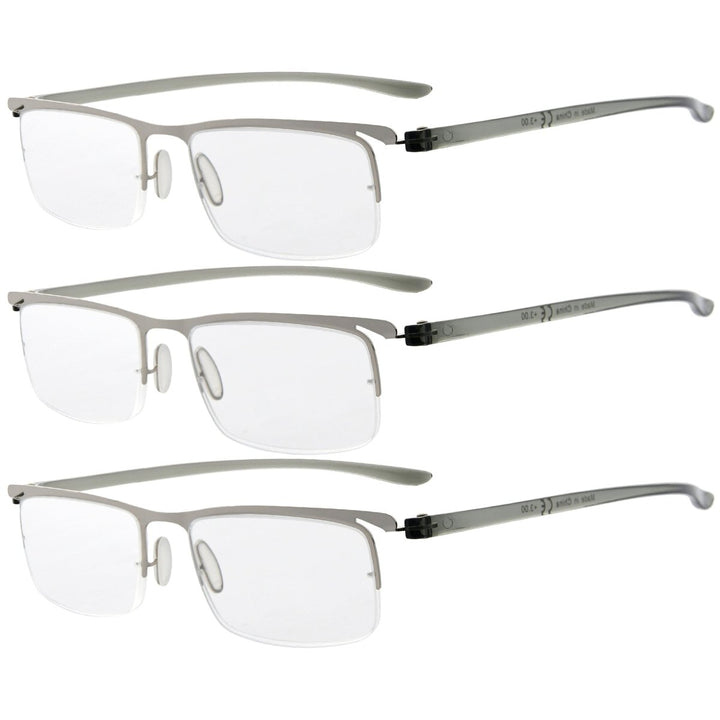 3 Pack Metal Half Rim Reading Glasses R15615