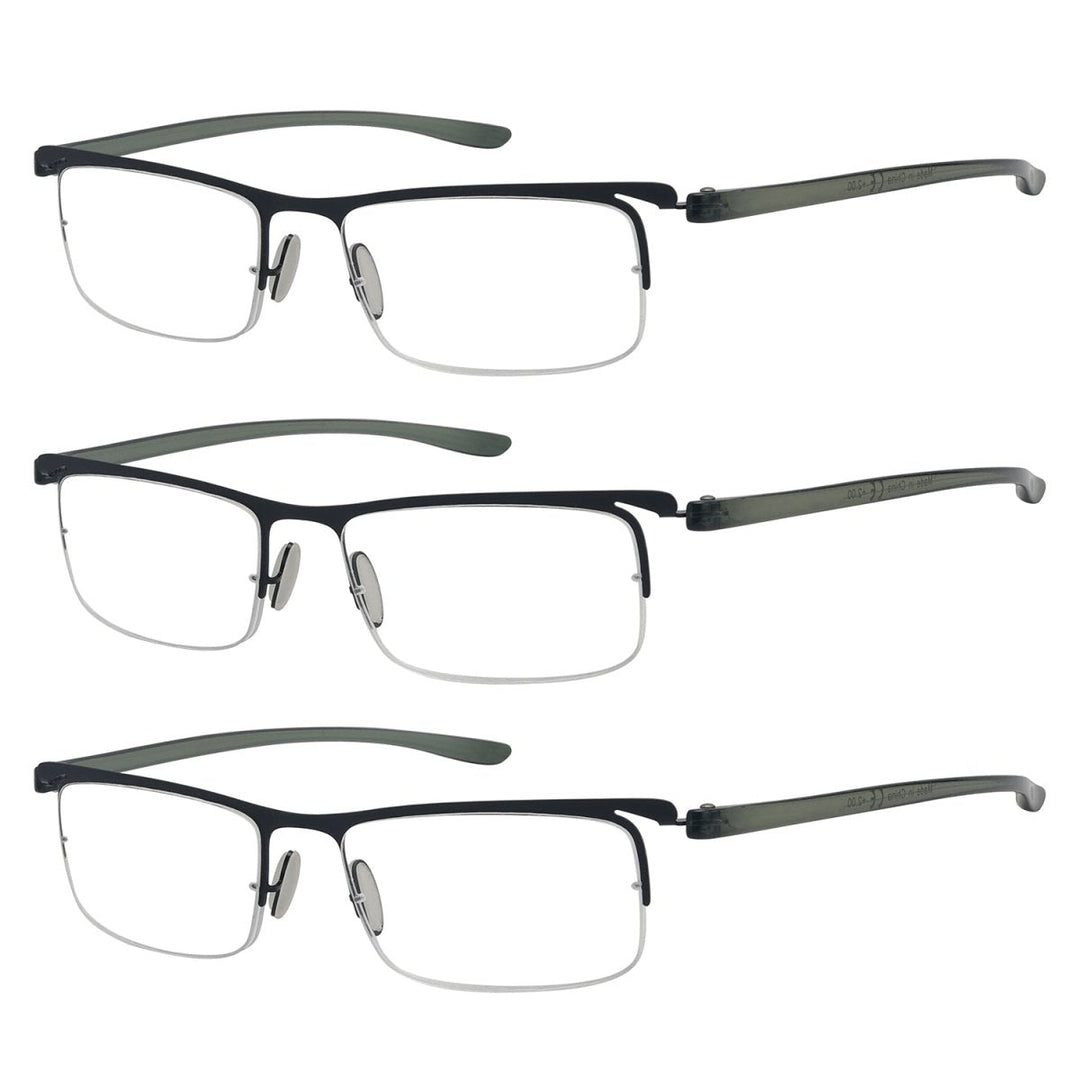 3 Pack Metal Half Rim Reading Glasses R15615