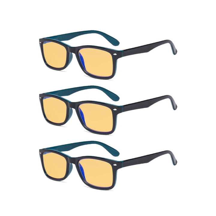 3 Pack Rectangle Blue Light Blocking Reading Glasses HP075