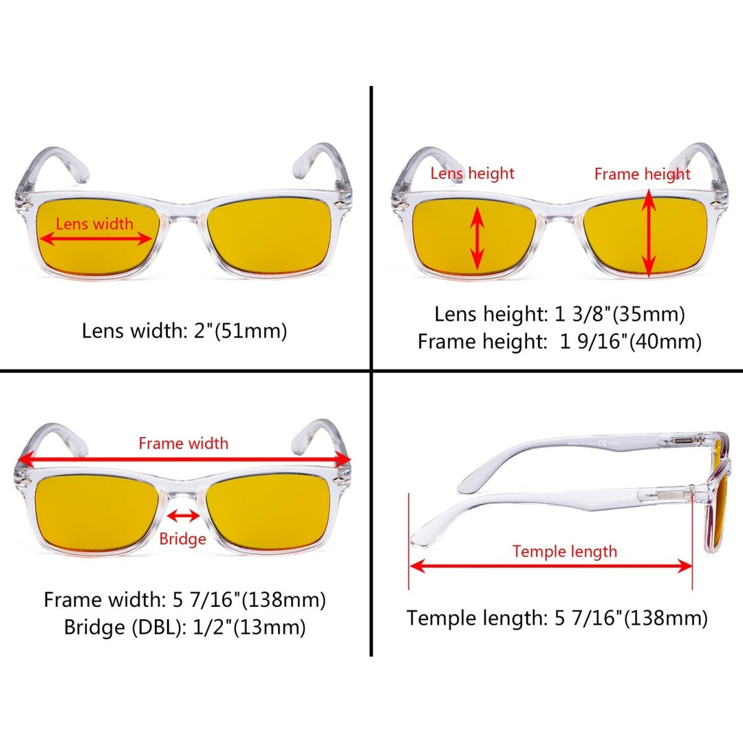 3 Pack Rectangle Blue Light Blocking Reading Glasses HP075