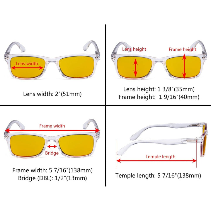 3 Pack Rectangle Blue Light Blocking Reading Glasses HP075