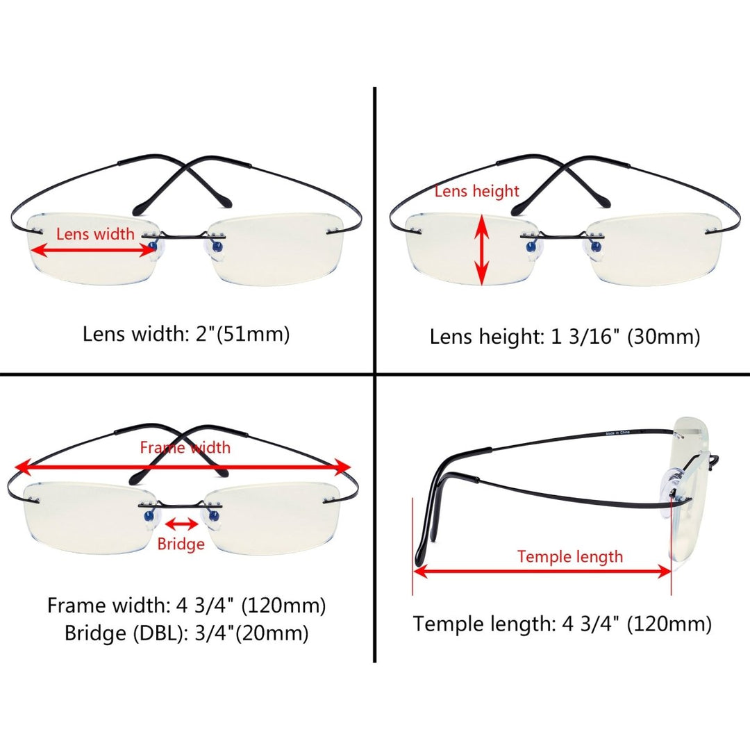 3 Pack Rimless Blue Light Filter Readers UVR1508