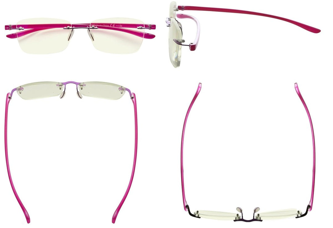 3 Pack Rimless Blue Light Filter Reading Glasses UVR14009