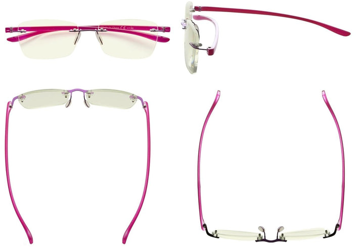 3 Pack Rimless Blue Light Filter Reading Glasses UVR14009