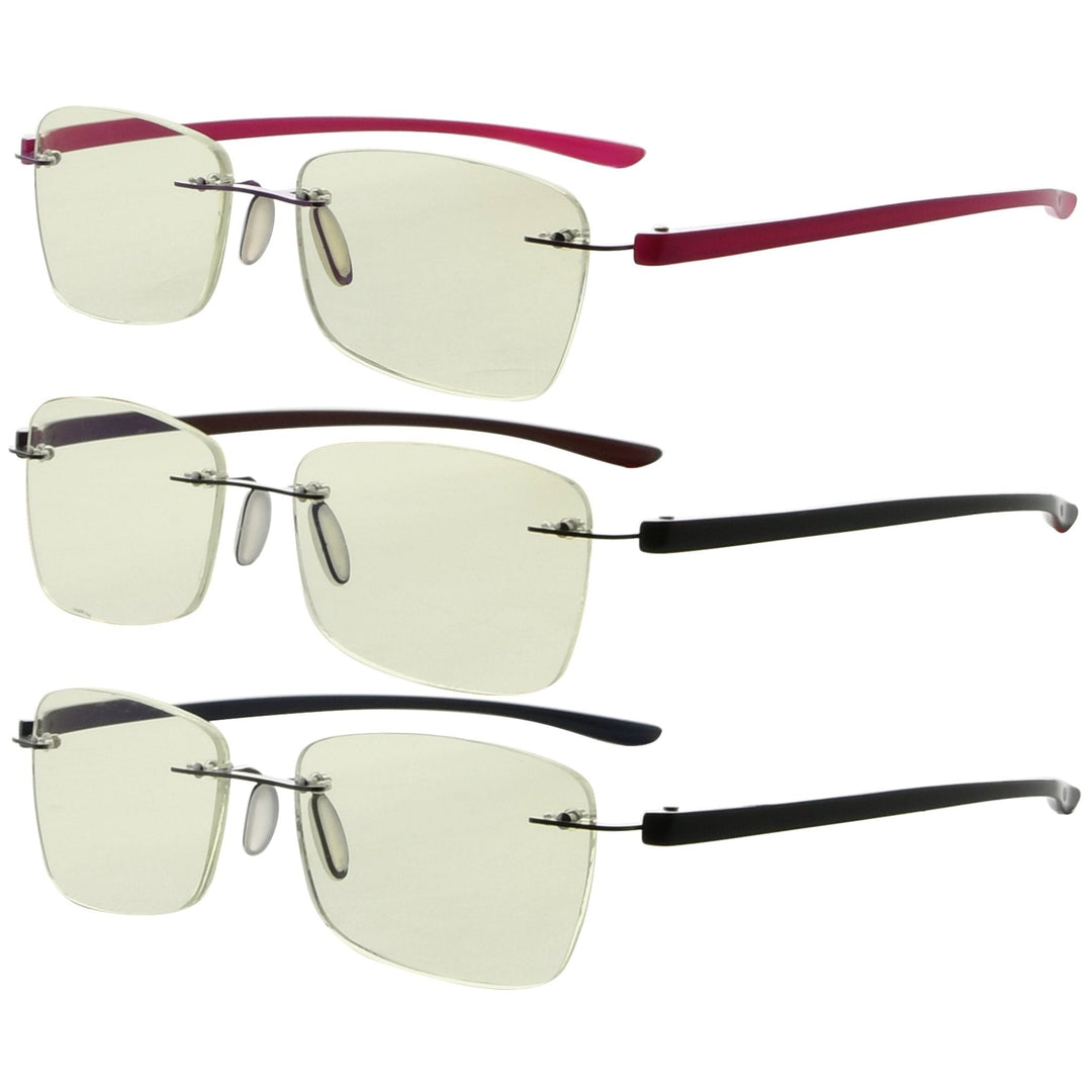 3 Pack Rimless Blue Light Filter Reading Glasses UVR14009