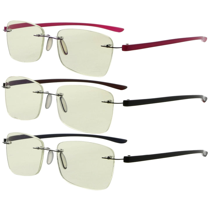 3 Pack Rimless Blue Light Filter Reading Glasses UVR14009