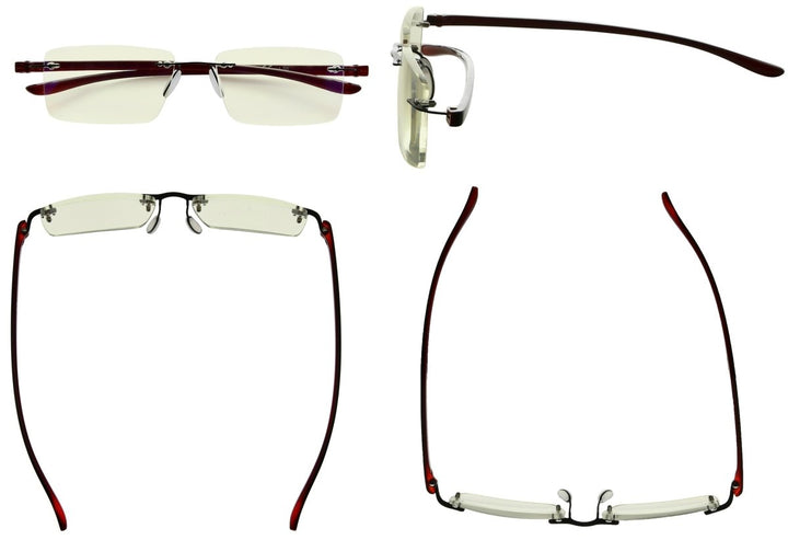 3 Pack Rimless Blue Light Filter Reading Glasses UVR14003