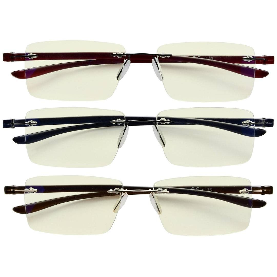 3 Pack Rimless Blue Light Filter Reading Glasses UVR14003