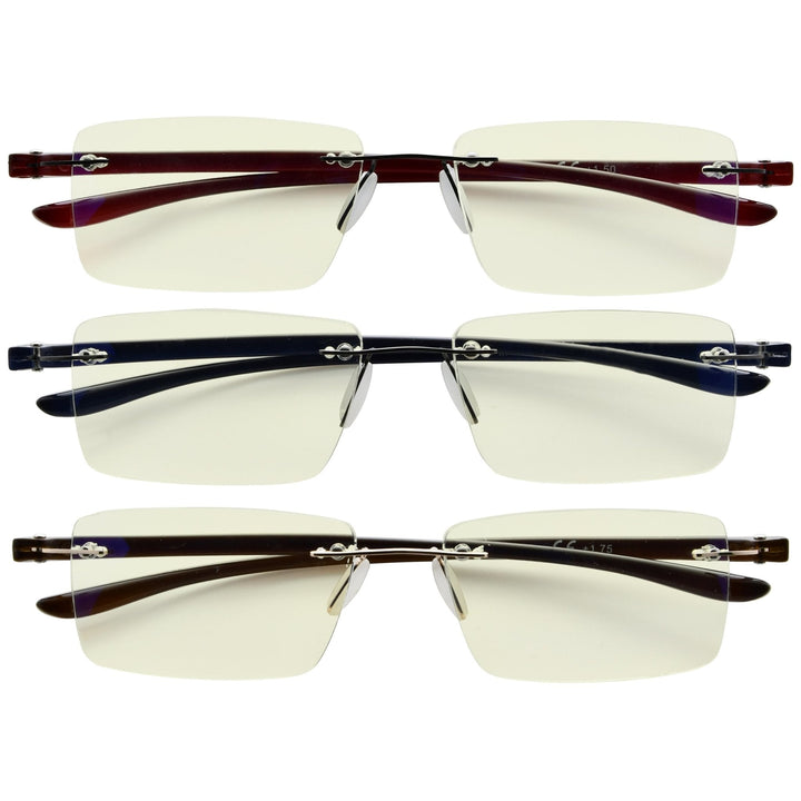 3 Pack Rimless Blue Light Filter Reading Glasses UVR14003