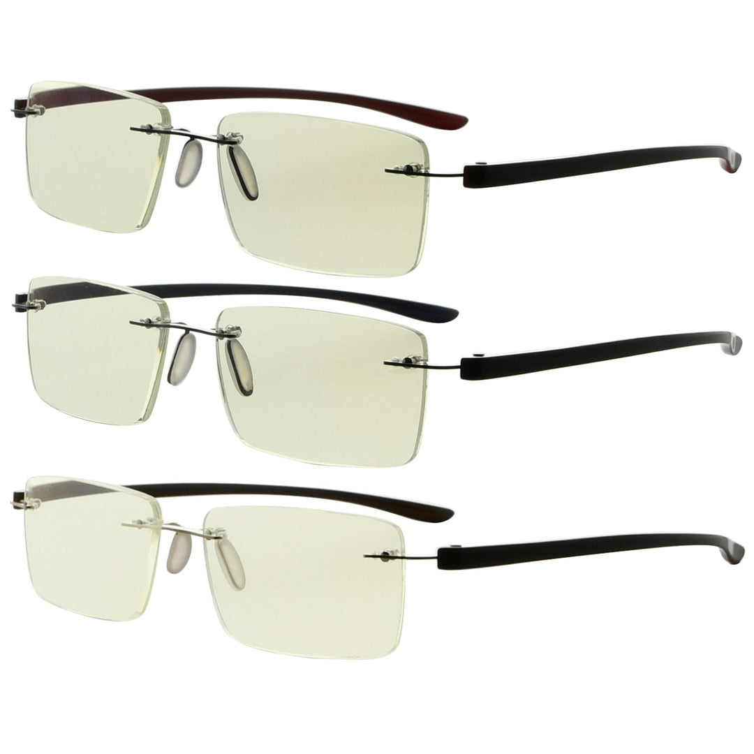 3 Pack Rimless Blue Light Filter Reading Glasses UVR14003