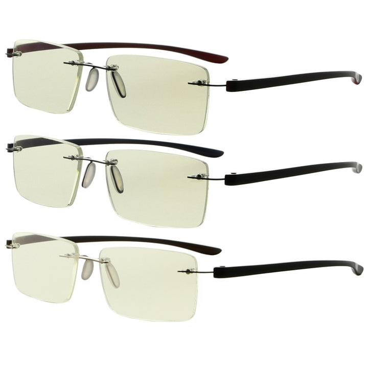 3 Pack Rimless Blue Light Filter Reading Glasses UVR14003