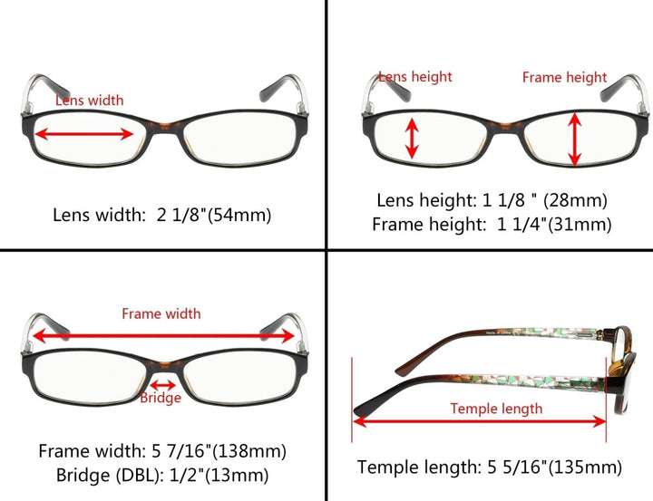 Paquete de 3 gafas de lectura con lentes pequeñas