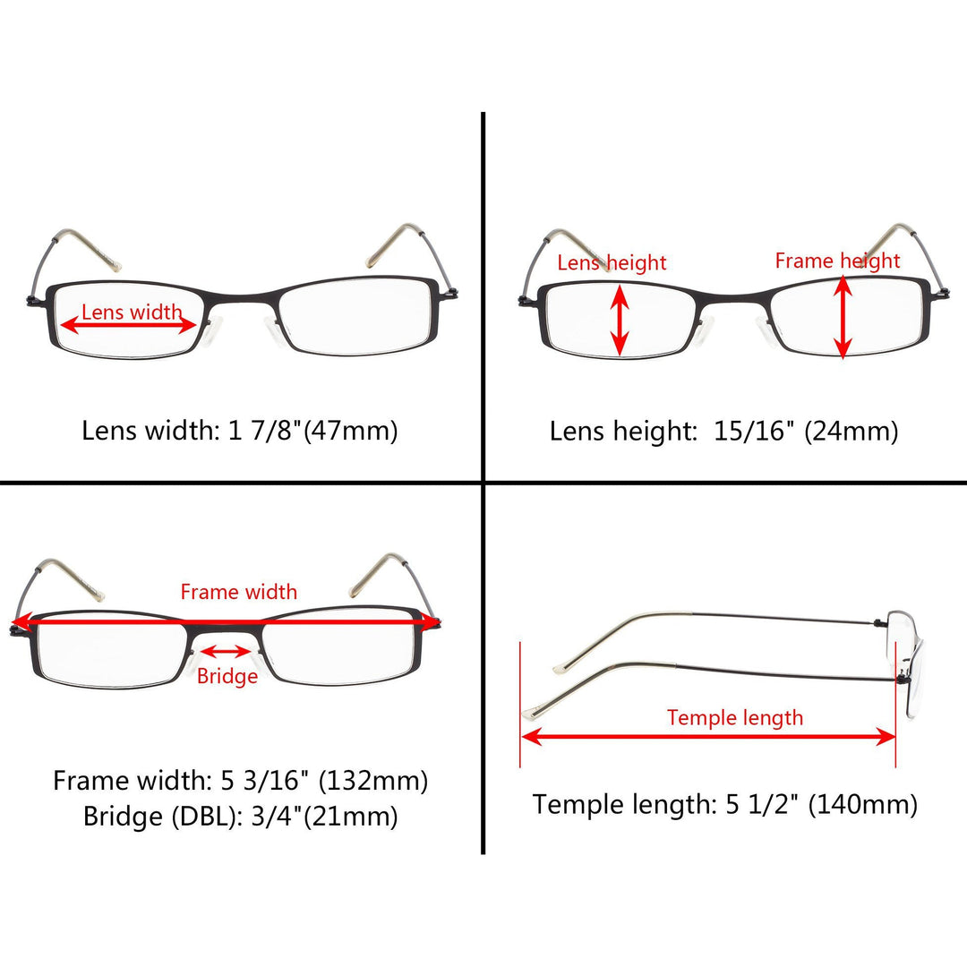 3 Pack Stainless Steel Lightweight Reading Glasses R15005