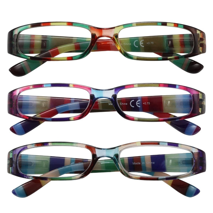 3 Pack Striped Pattern Reading Glasses