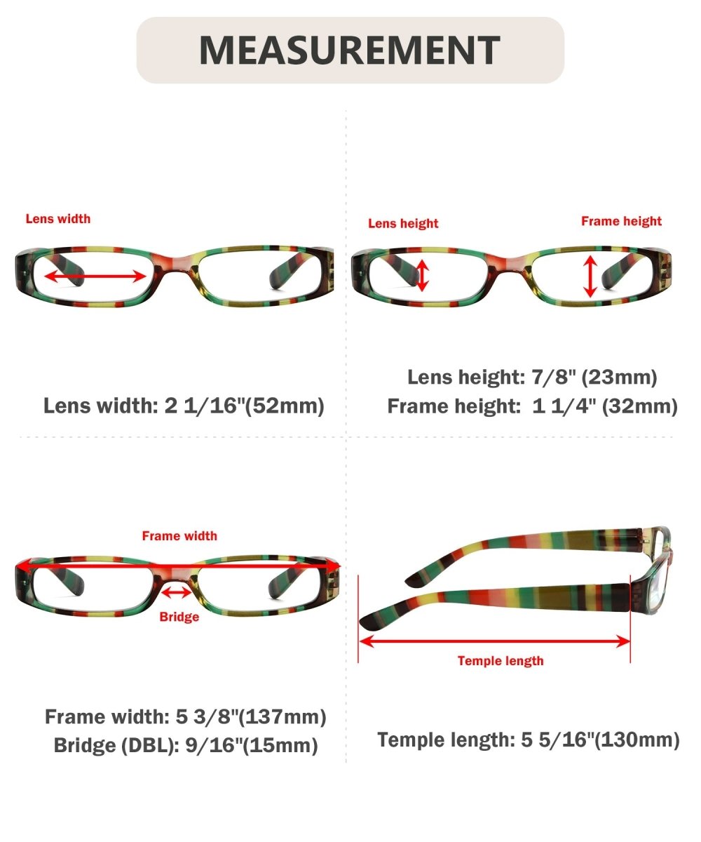 3 Pack Striped Pattern Reading Glasses