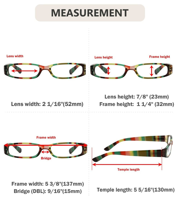 3 Pack Striped Pattern Reading Glasses