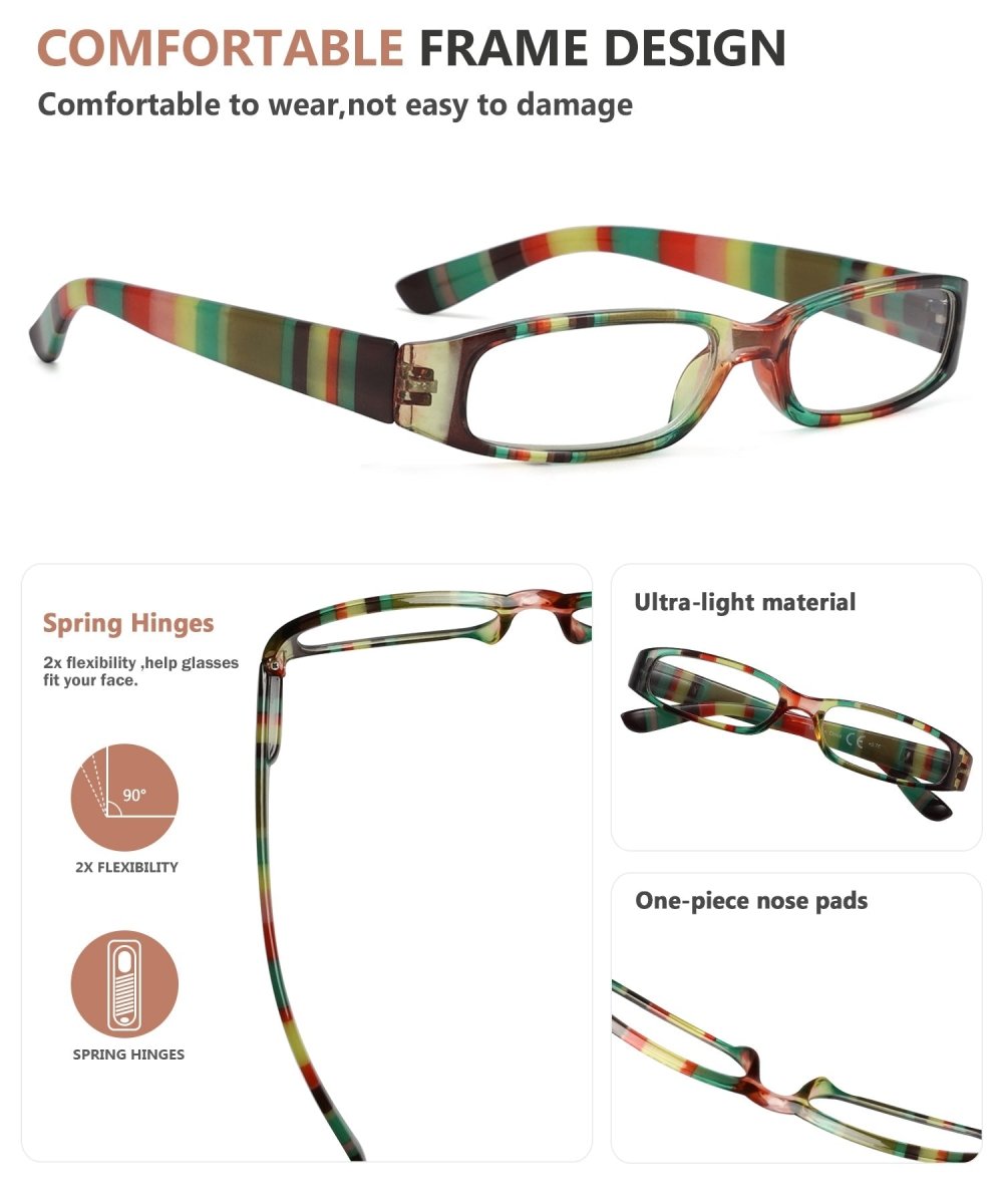 3 Pack Striped Pattern Reading Glasses