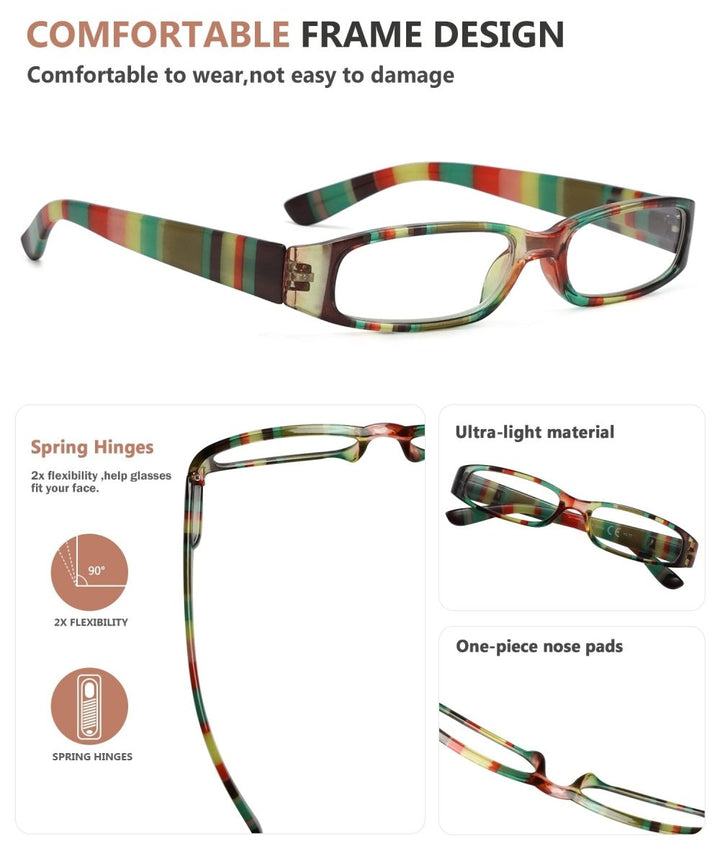 3 Pack Striped Pattern Reading Glasses