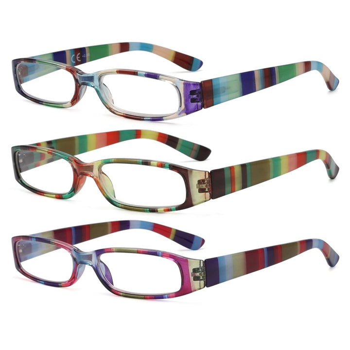 3 Pack Striped Pattern Reading Glasses