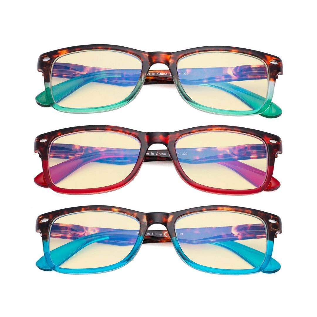 3 Pack Stylish Blue Light Blocking Reading Glasses TM075D