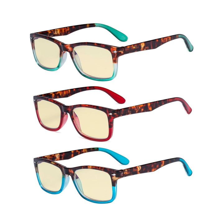 3 Pack Stylish Blue Light Blocking Reading Glasses TM075D