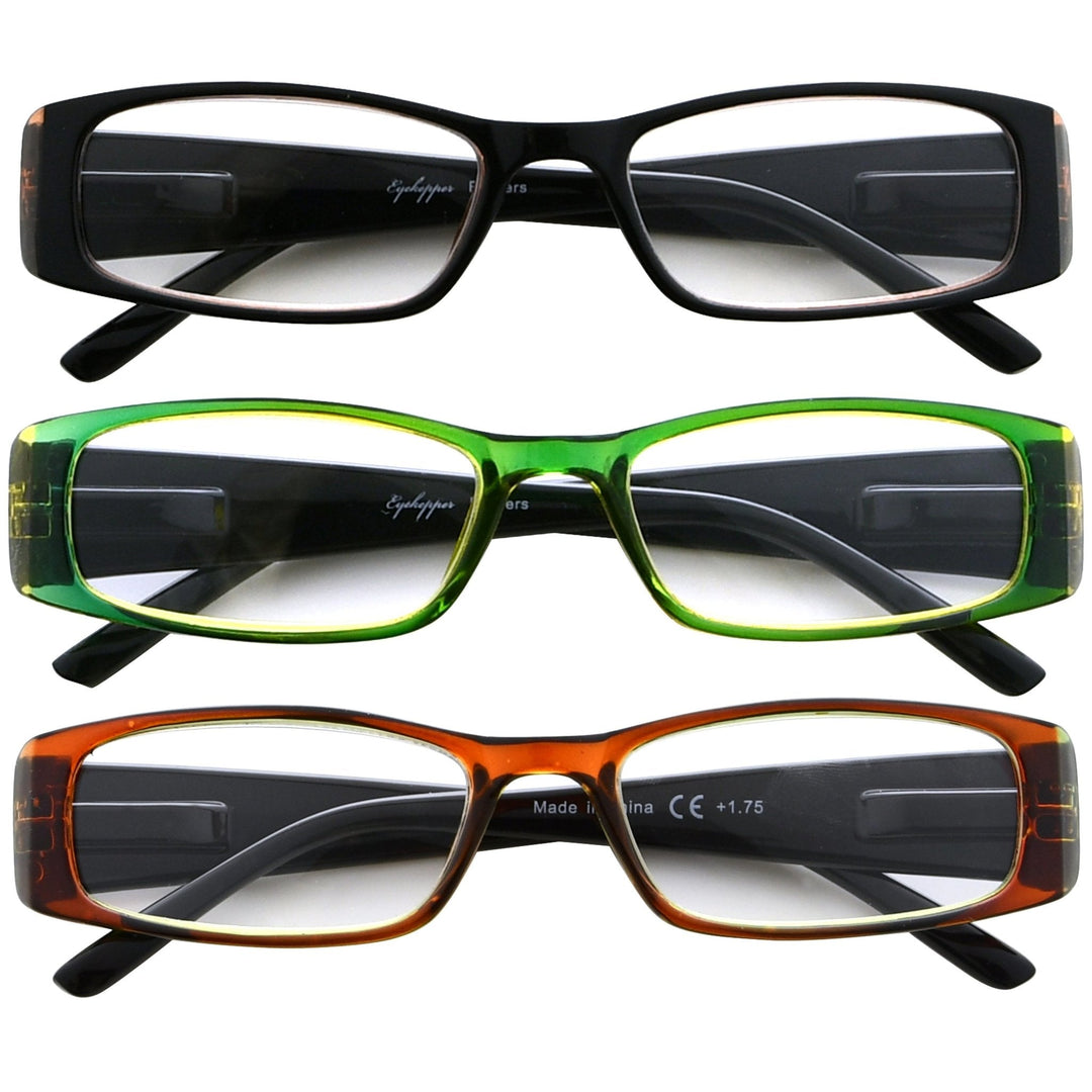 3 Pack Reading Glasses with Comfort Spring Hinges