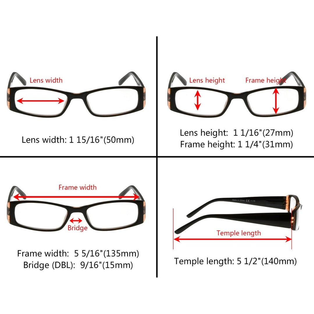 3 Pack Reading Glasses with Comfort Spring Hinges