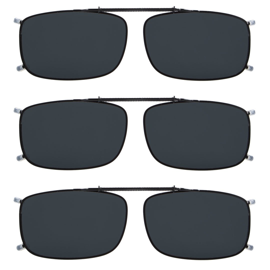 3 Pack Polarized Clip on Sunglasses with Spring Draw Bar C63 (54MMx34MM)