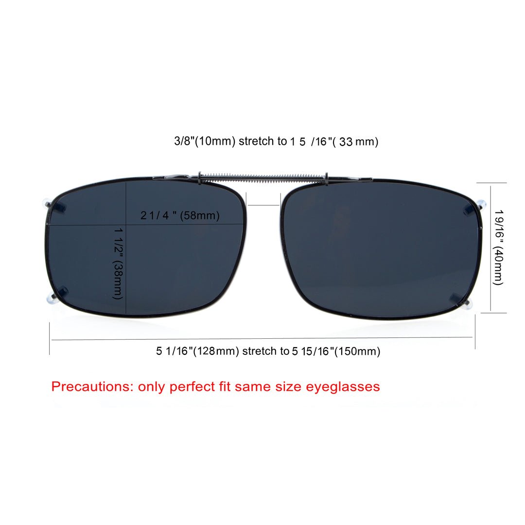 3 Pack Wide Lens Clip on Polarized Sunglasses C60 (58MMx38MM)