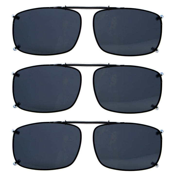 3 Pack Wide Lens Clip on Polarized Sunglasses C60 (58MMx38MM)