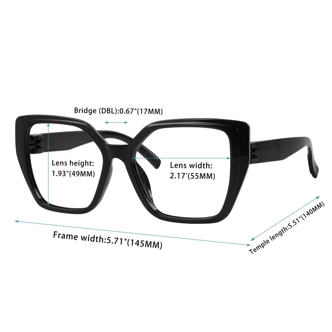 30% Blue Light Blocking Oversized Metalless Eyeglasses