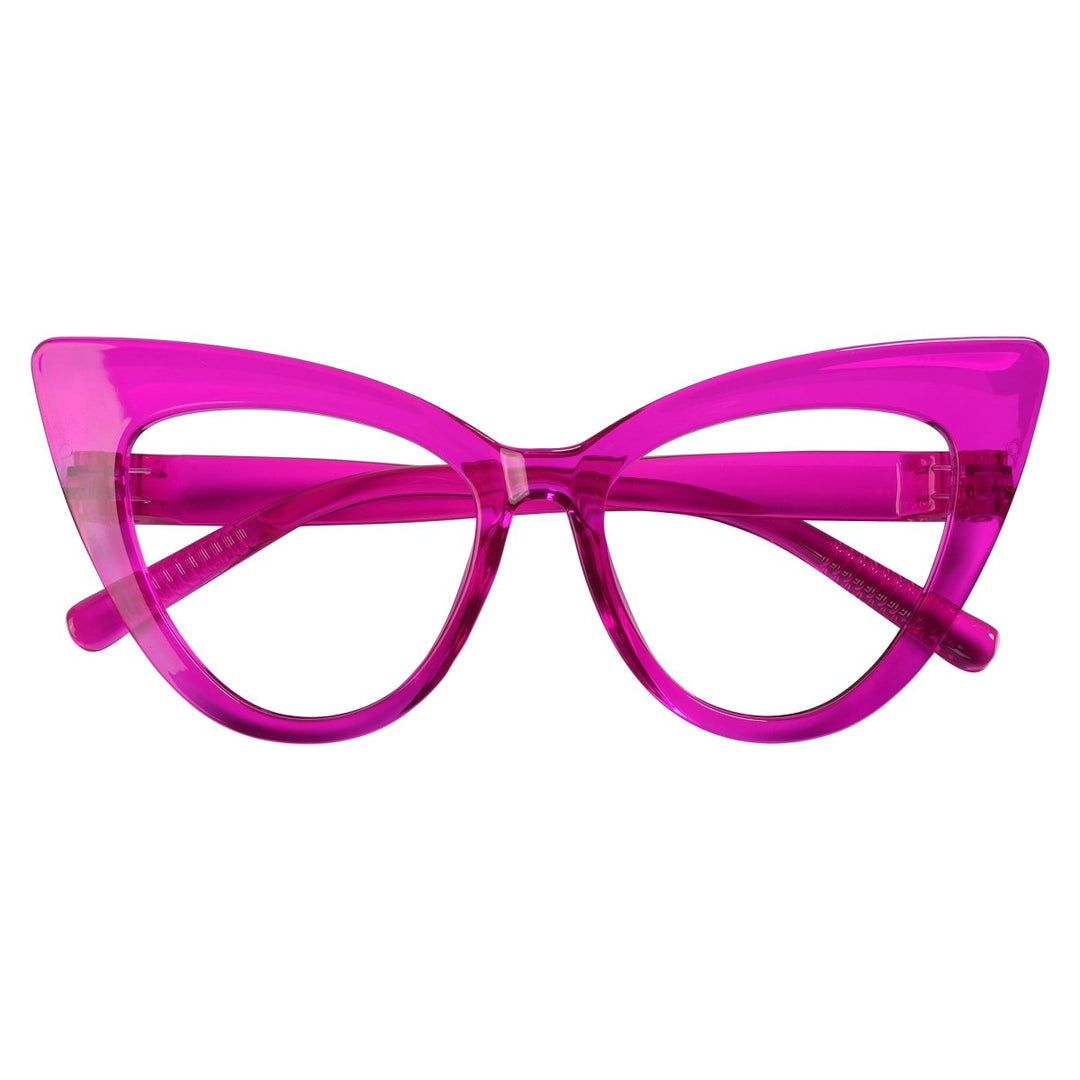 30% Blue Light Blocking Oversized Cat Eye Metalless Eyeglasses