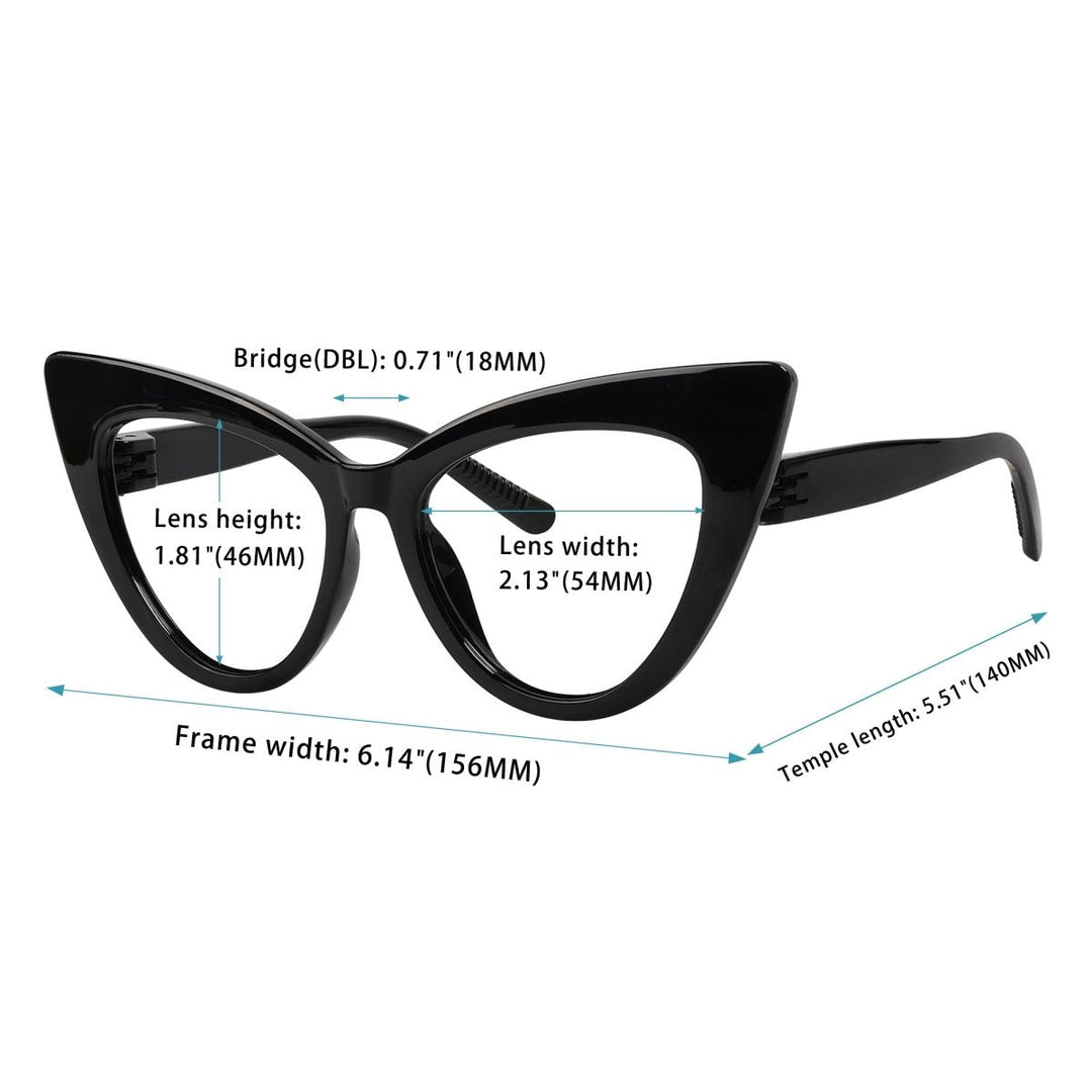 30% Blue Light Blocking Oversized Cat Eye Metalless Eyeglasses