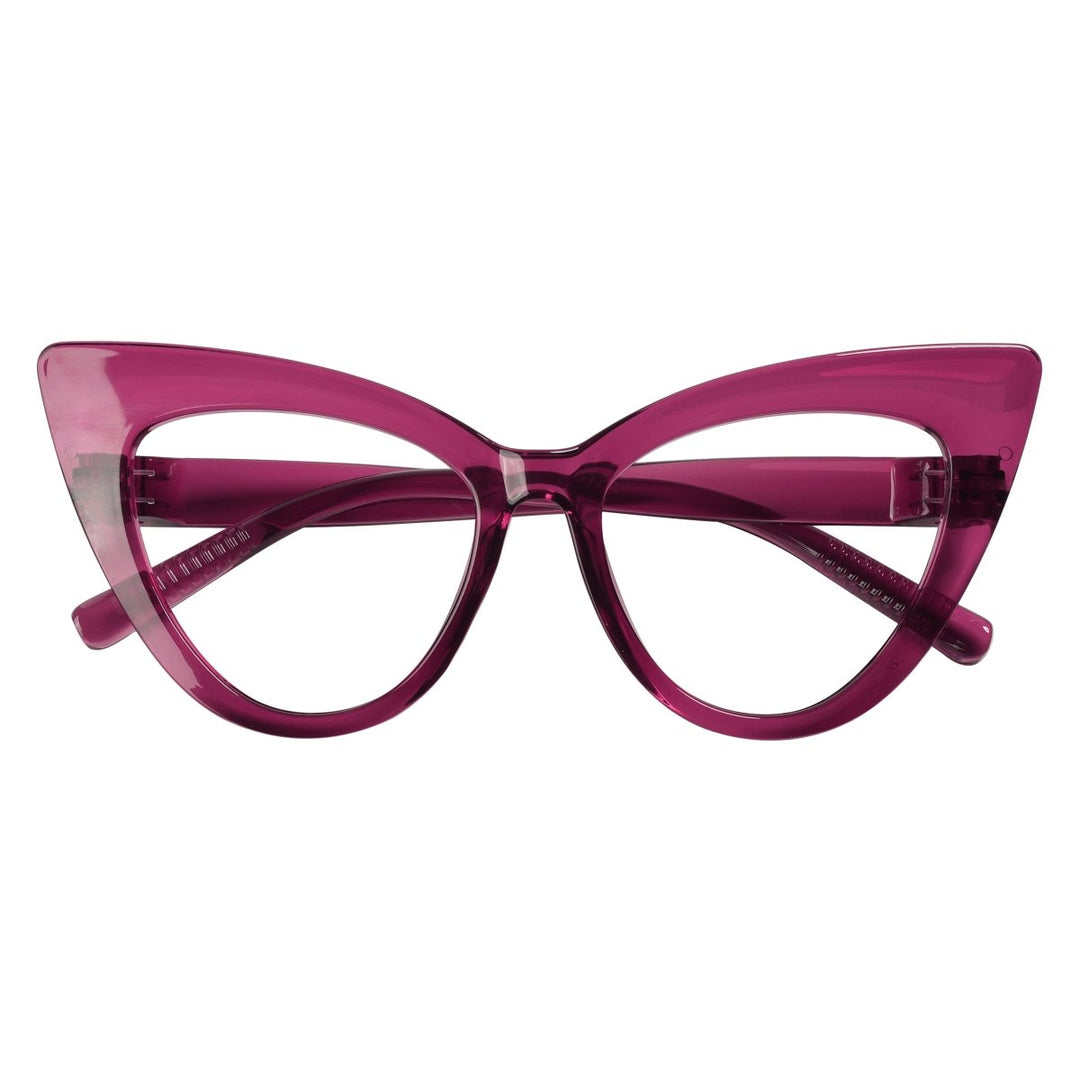 30% Blue Light Blocking Oversized Cat Eye Metalless Eyeglasses