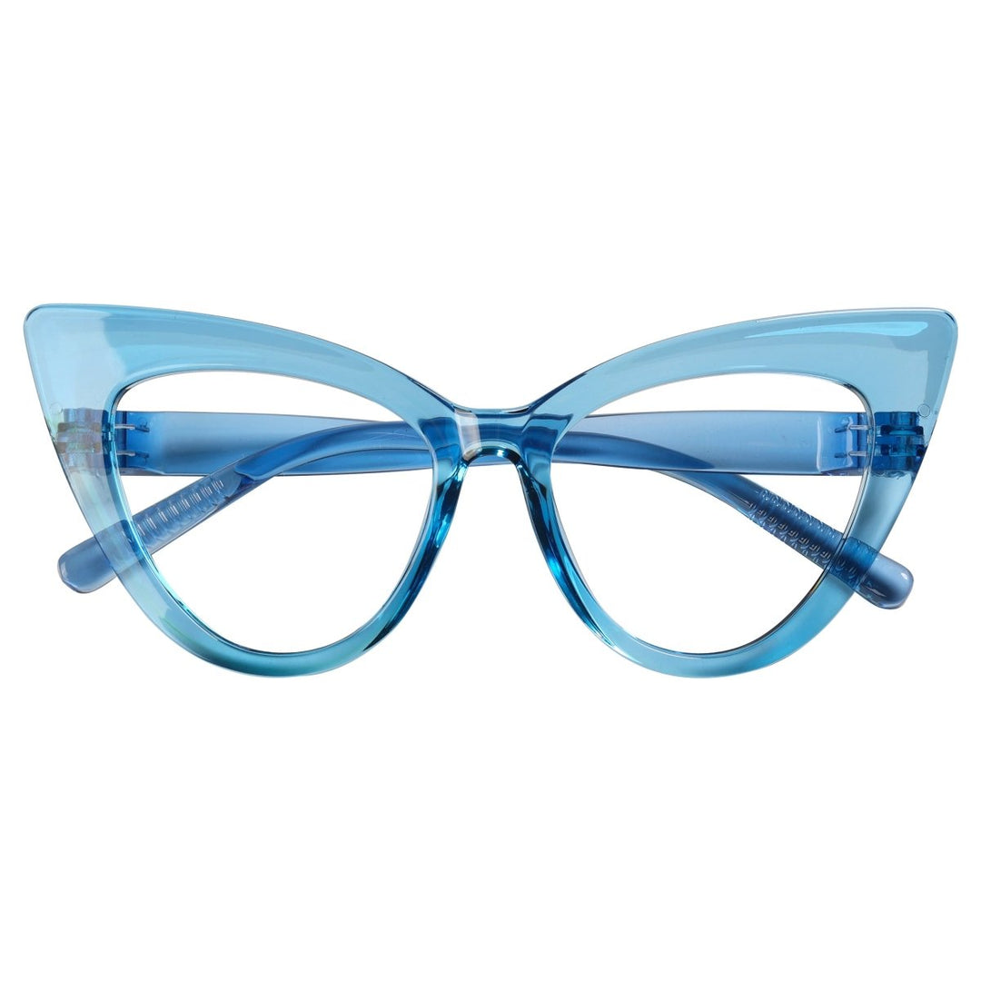 30% Blue Light Blocking Oversized Cat Eye Metalless Eyeglasses