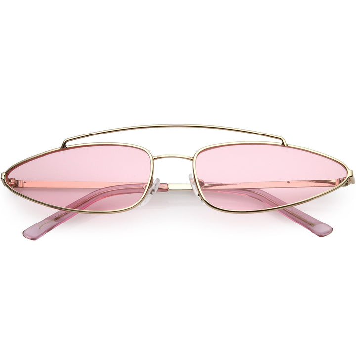 Retro 1990's Slim Triangle  Color Tone Flat Lens Sunglasses C725