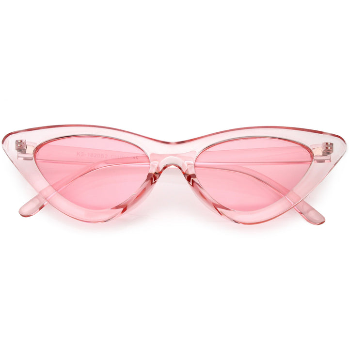 Women's Retro 1990's Narrow Flat Color Tone Lens Cat Eye Sunglasses C524