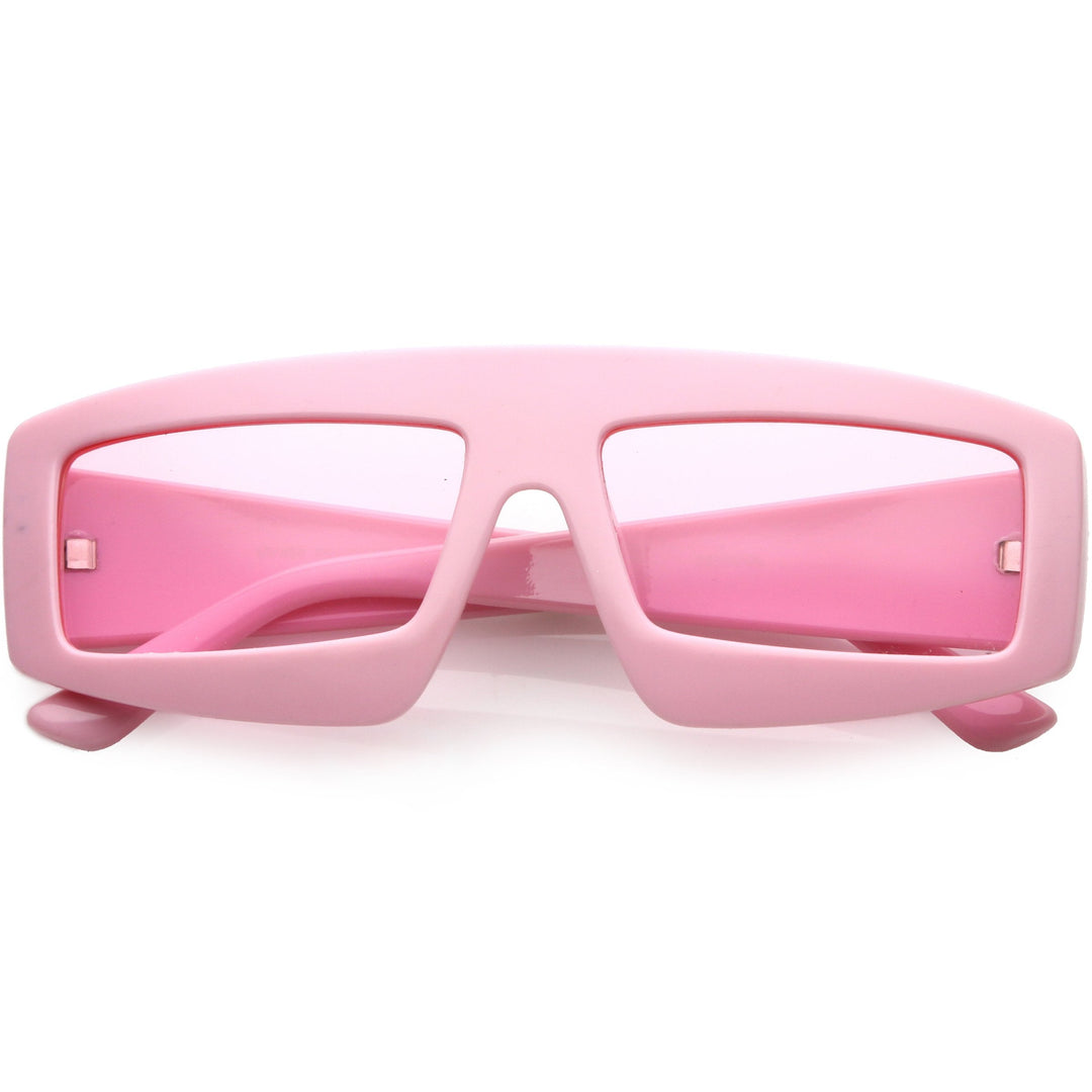 Retro Modern Rectangle Flat Lens Color Tinted Sunglasses C747