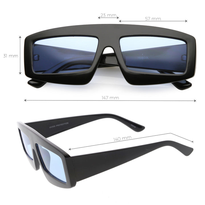 Retro Modern Rectangle Flat Lens Color Tinted Sunglasses C747