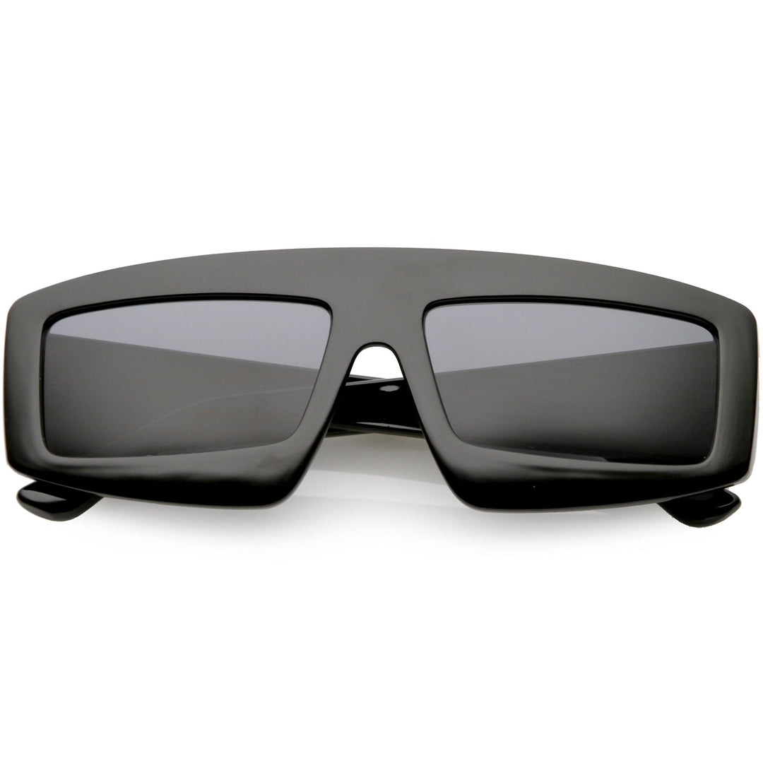 Futuristic Retro Rectangle Block Flat Lens Sunglasses C752
