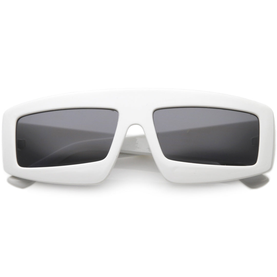Futuristic Retro Rectangle Block Flat Lens Sunglasses C752