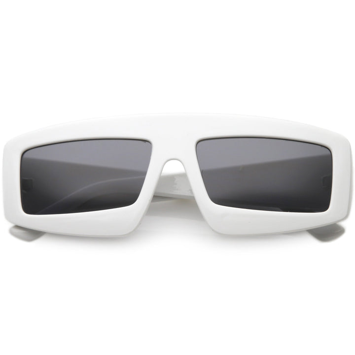 Futuristic Retro Rectangle Block Flat Lens Sunglasses C752